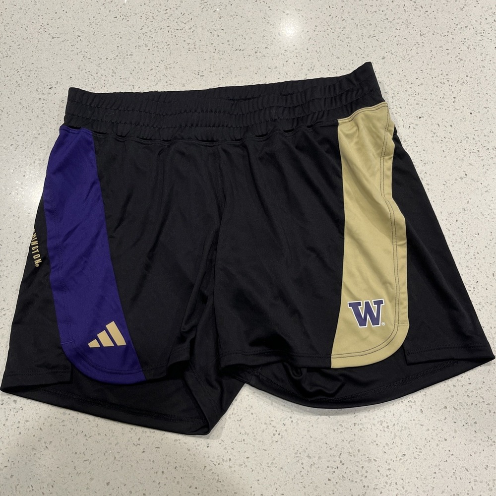 adidas Washington Huskies Women's Shorts Size M 5" Purple/Gold W Logo
